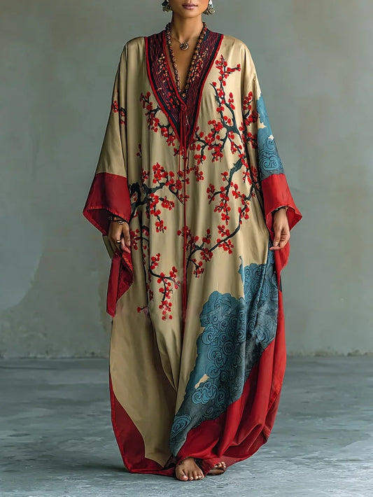 Women's Red Printed Maxi Dress