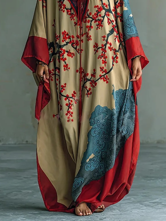 Women's Red Printed Maxi Dress view 3