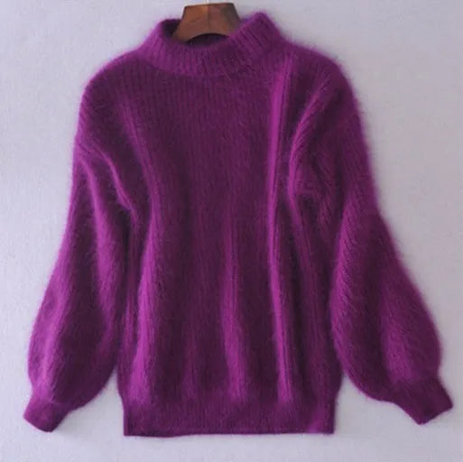 Women's Knitted Stand Collar Draped Jumper view 5