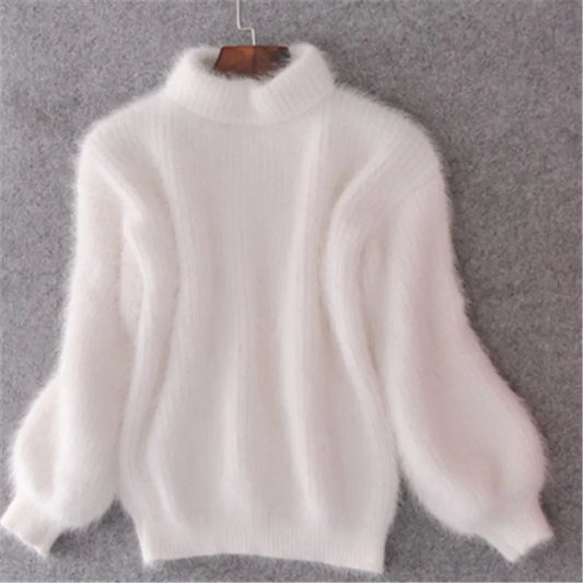 Women's Knitted Stand Collar Draped Jumper view 2