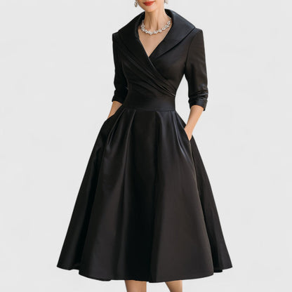 Women's Navy Midi Dress in Black
