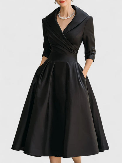 Women's Beige Midi Dress in Black