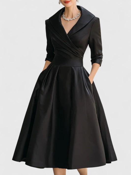 Women's Beige Midi Dress in Black