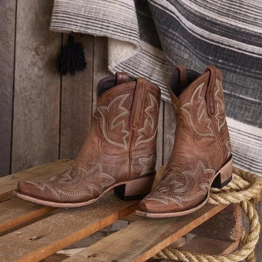 Women's Embroidered Western Ankle Boots
