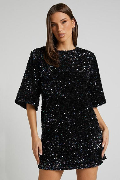 Women's Open Back Sequin Mini Dress