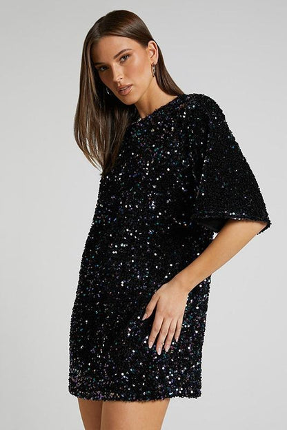 Women's Open Back Sequin Mini Dress