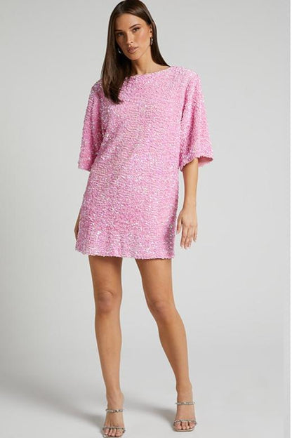 Women's Open Back Sequin Mini Dress