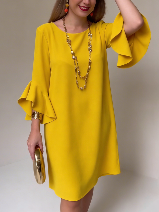 Women's Flutter Sleeve Shift Midi Dress