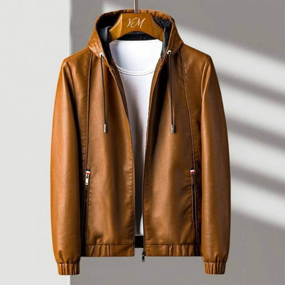 Men's Grey Hooded Winter Coat in Brown