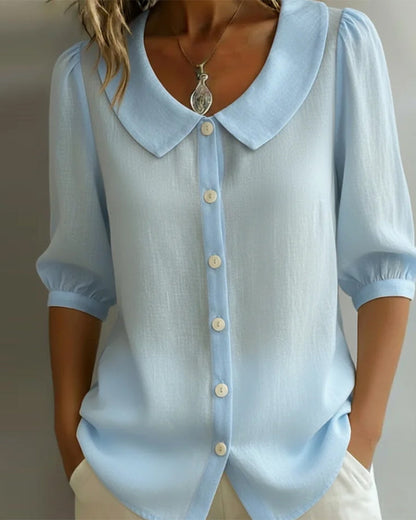 Women's Peter Pan Collar Three Quarter Sleeve Blouse