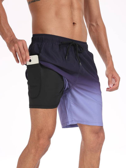 Men's Relaxed Fit Quick Dry Lightweight Swim Shorts in Dark Purple