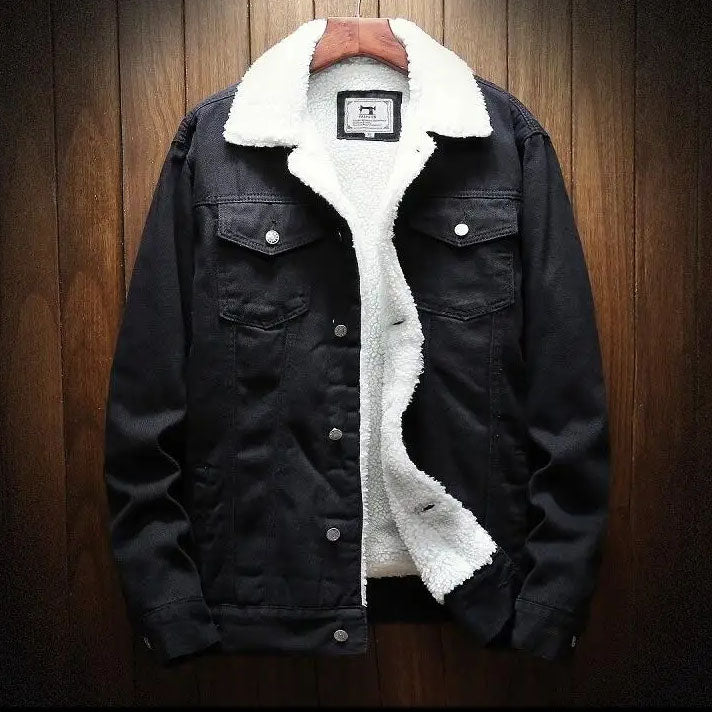 Men's Blue Denim Jacket in Black