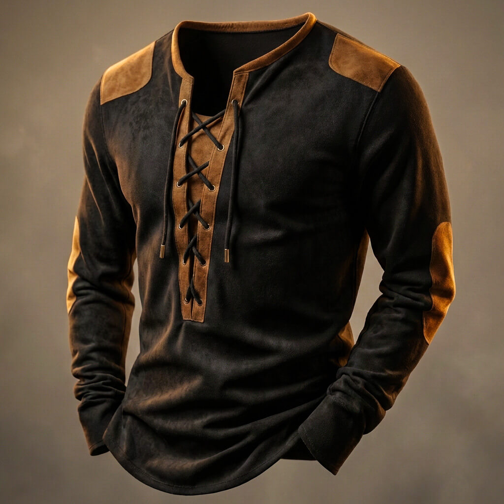 Men's Cream Beige Shirt in Obsidian Black