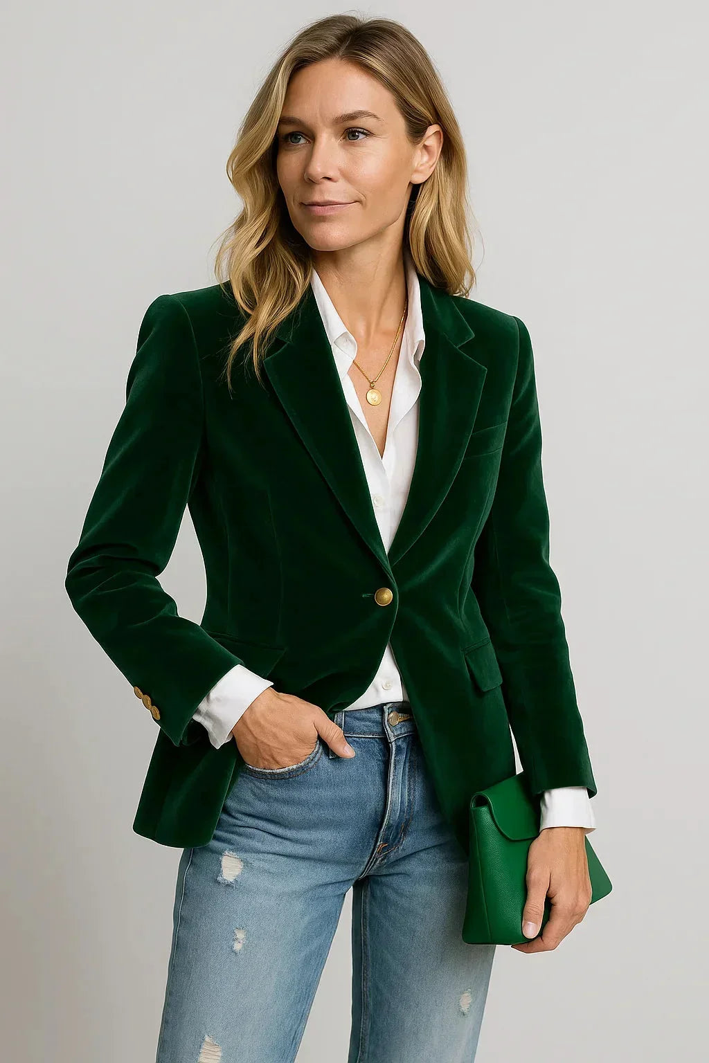 Women's Slim Fit Blazer in Green