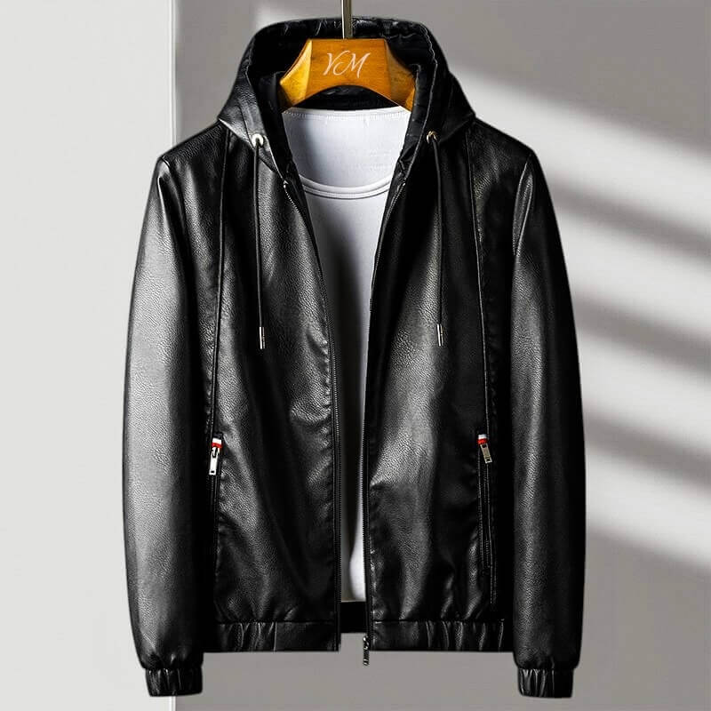 Men's Grey Hooded Winter Coat in Black