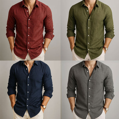 Men's Long Sleeve Button Front Polo Shirt