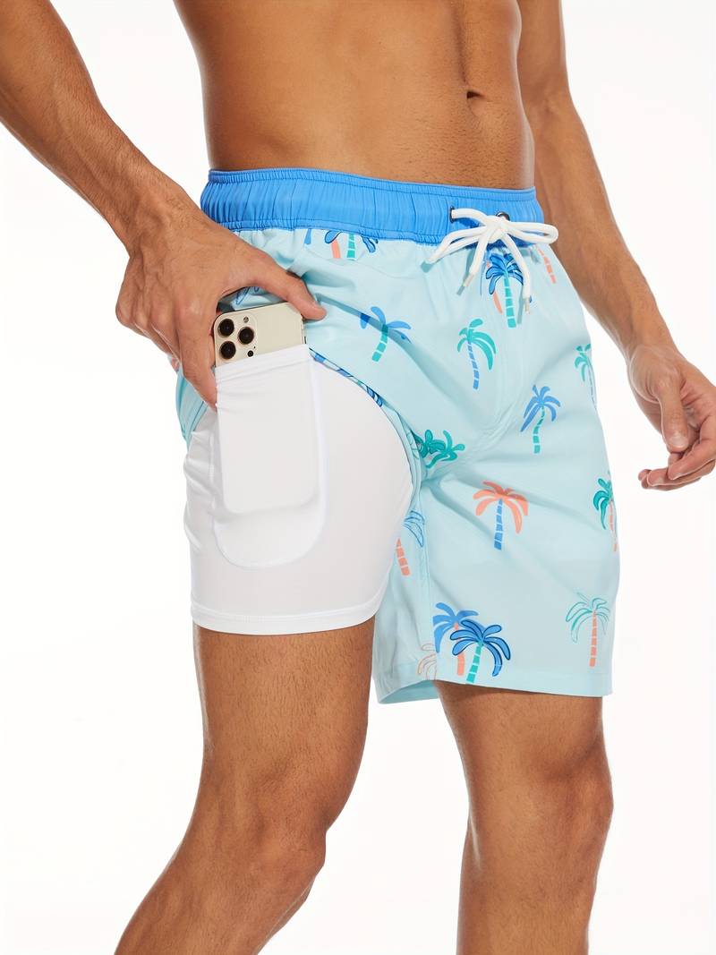 Men's Relaxed Fit Quick Dry Lightweight Swim Shorts in Light Blue