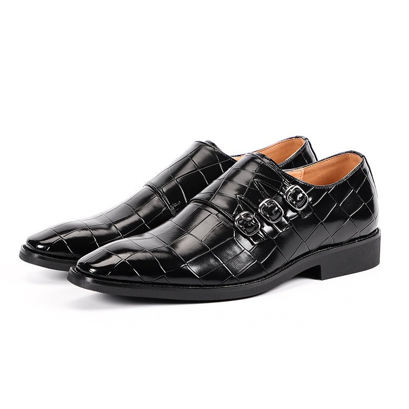 Men's Square Toe Brogue Detail Walking Shoes in Black