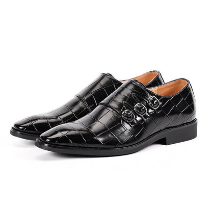 Men's Square Toe Brogue Detail Walking Shoes in Black