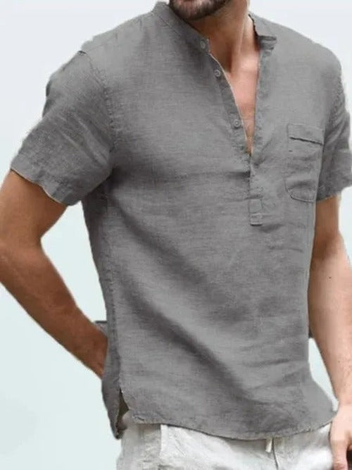 Men's Green Short Sleeve Shirt in Gray