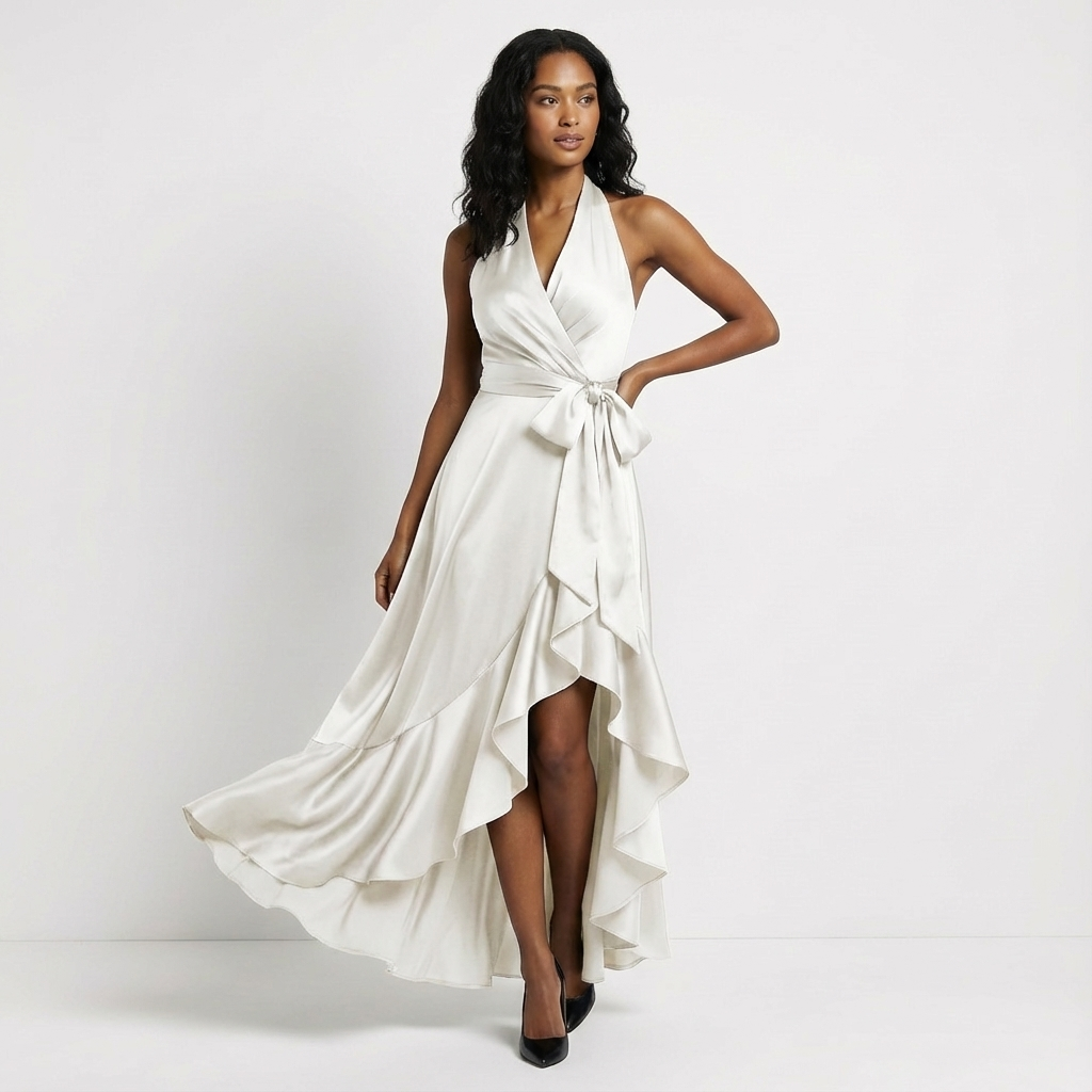 Women's Bow Detail Wedding Guest Dress in White