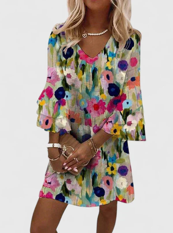 Women's Floral Relaxed Fit Mini Dress in Multicolored