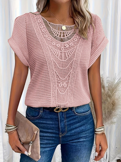Women's Knitted Crew Neck Short Sleeve Jumper view 5