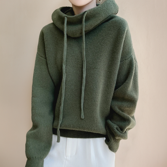Women's Knitted Stand Collar Hoodie view 2