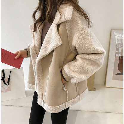Women's Zip Up Lapel Collar Teddy Coat view 4
