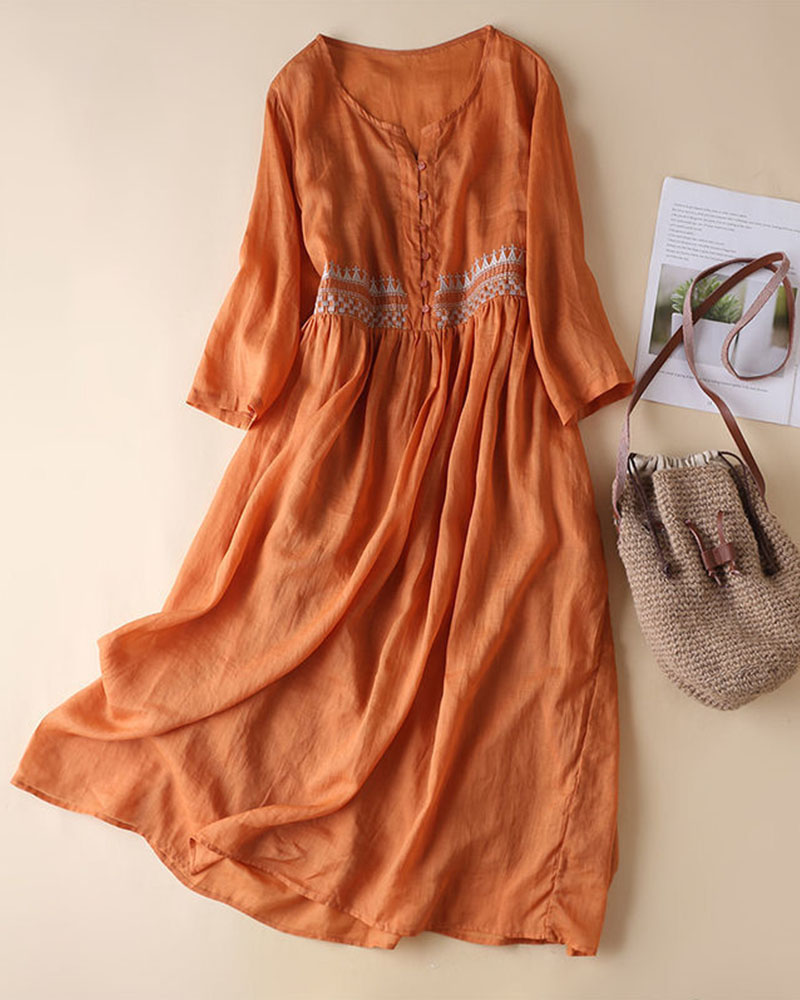 Women's Orange Boho Maxi Dress in Orange
