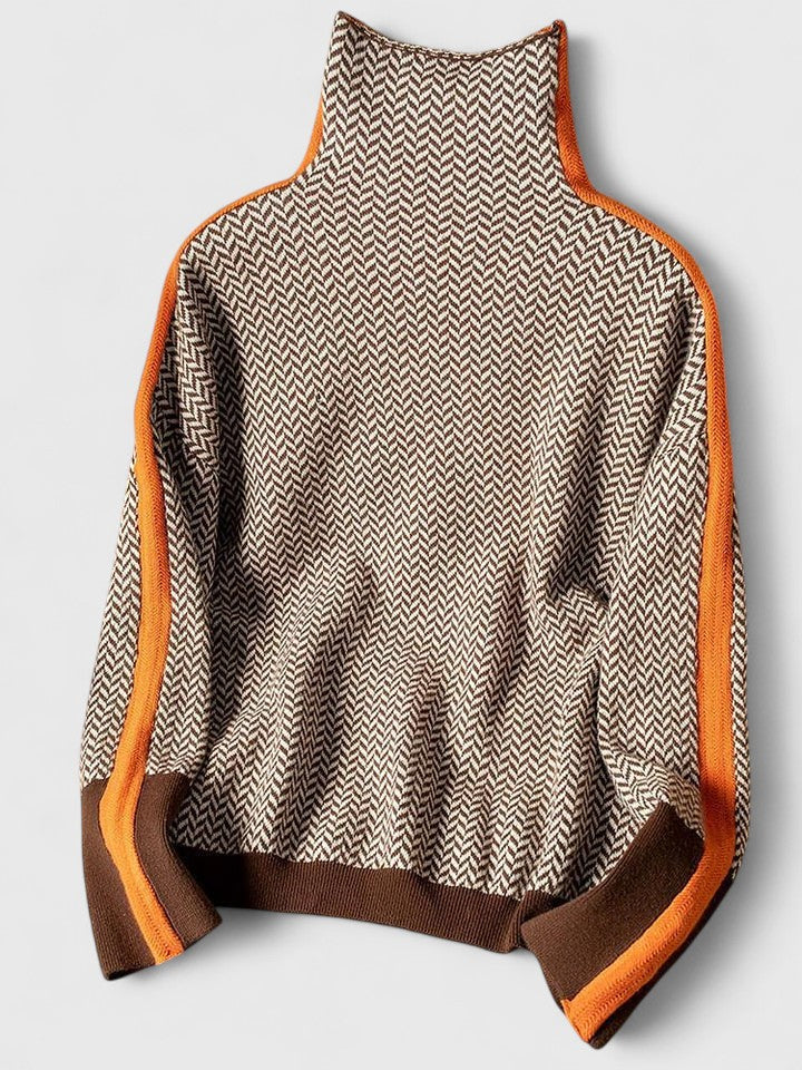 Women's Striped Knitted Stand Collar Jumper view 4