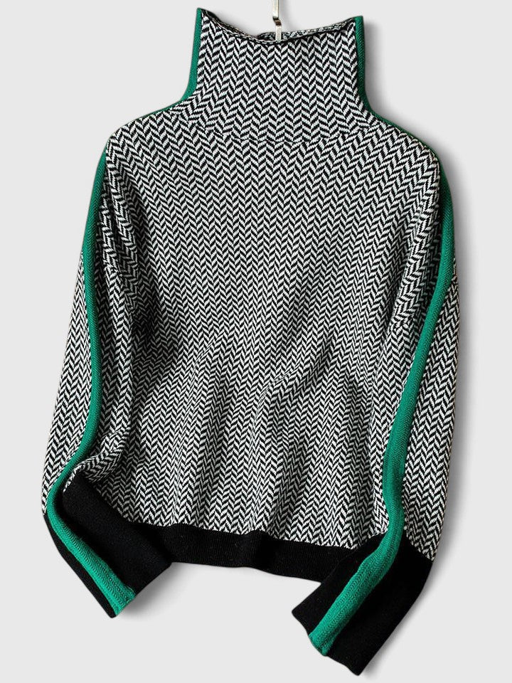 Women's Striped Knitted Stand Collar Jumper view 6