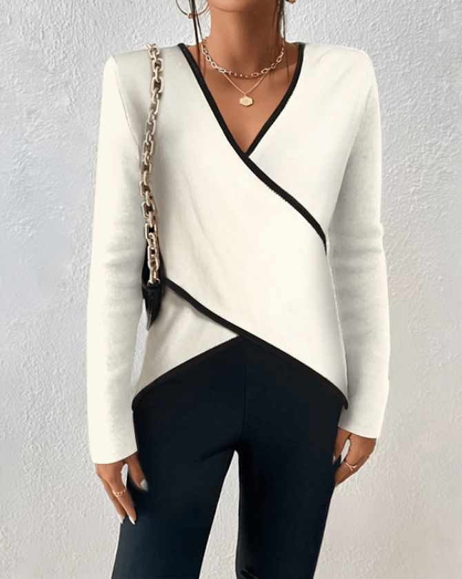 Women's V Neck Twist Front Blouse