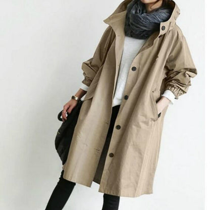 Women's Hooded Button Front Trench Coat view 4