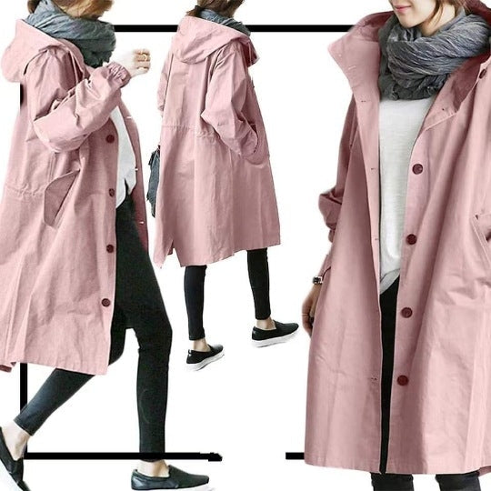 Women's Hooded Button Front Trench Coat view 2