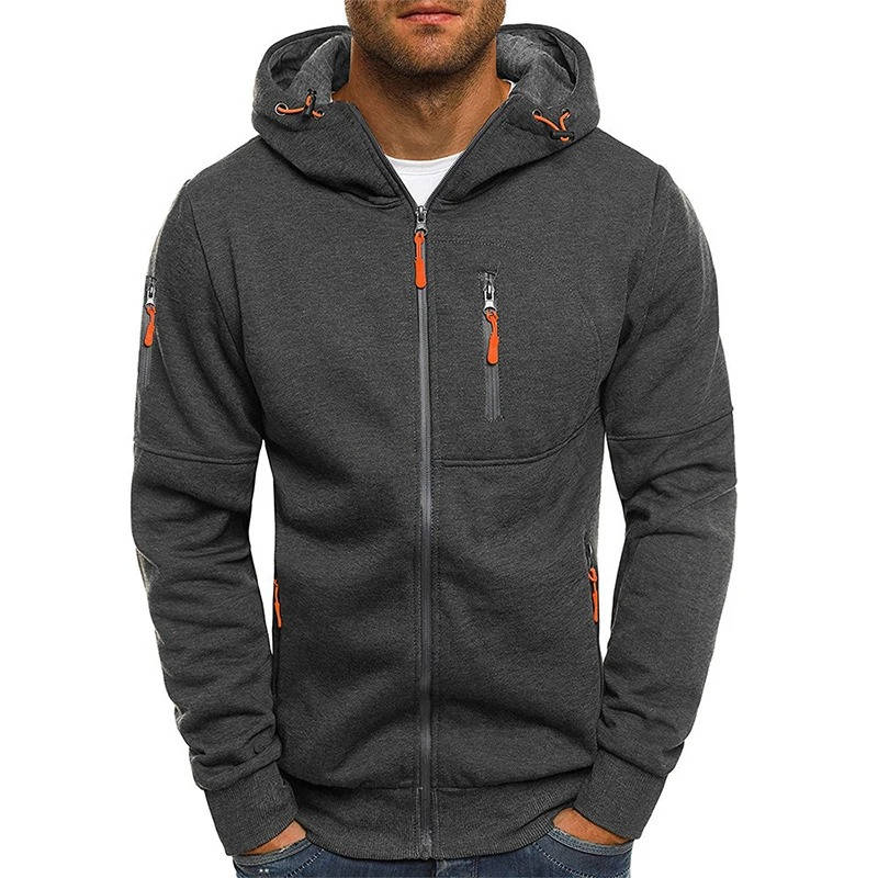 Men's Dark gray Zip Up Hoodie in Dark gray