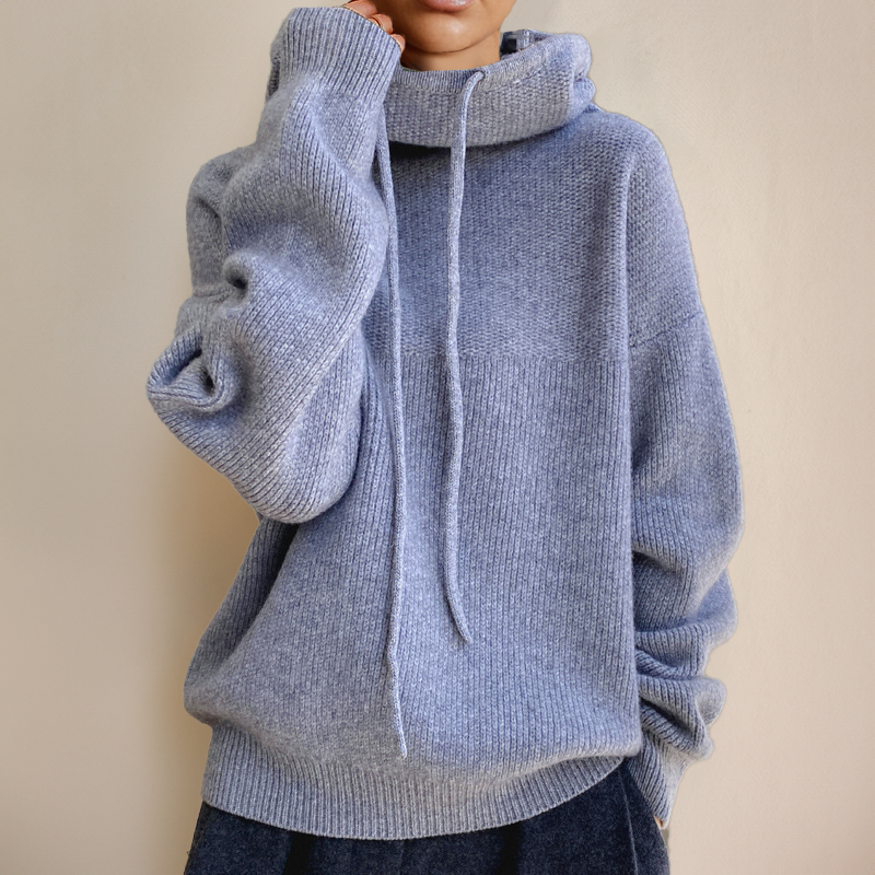 Women's Knitted Stand Collar Hoodie view 5