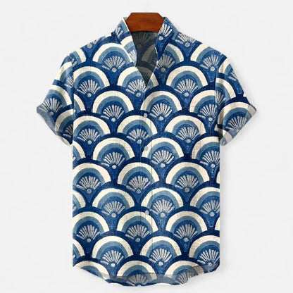 Men's Short Sleeve Printed Shirt in Blue