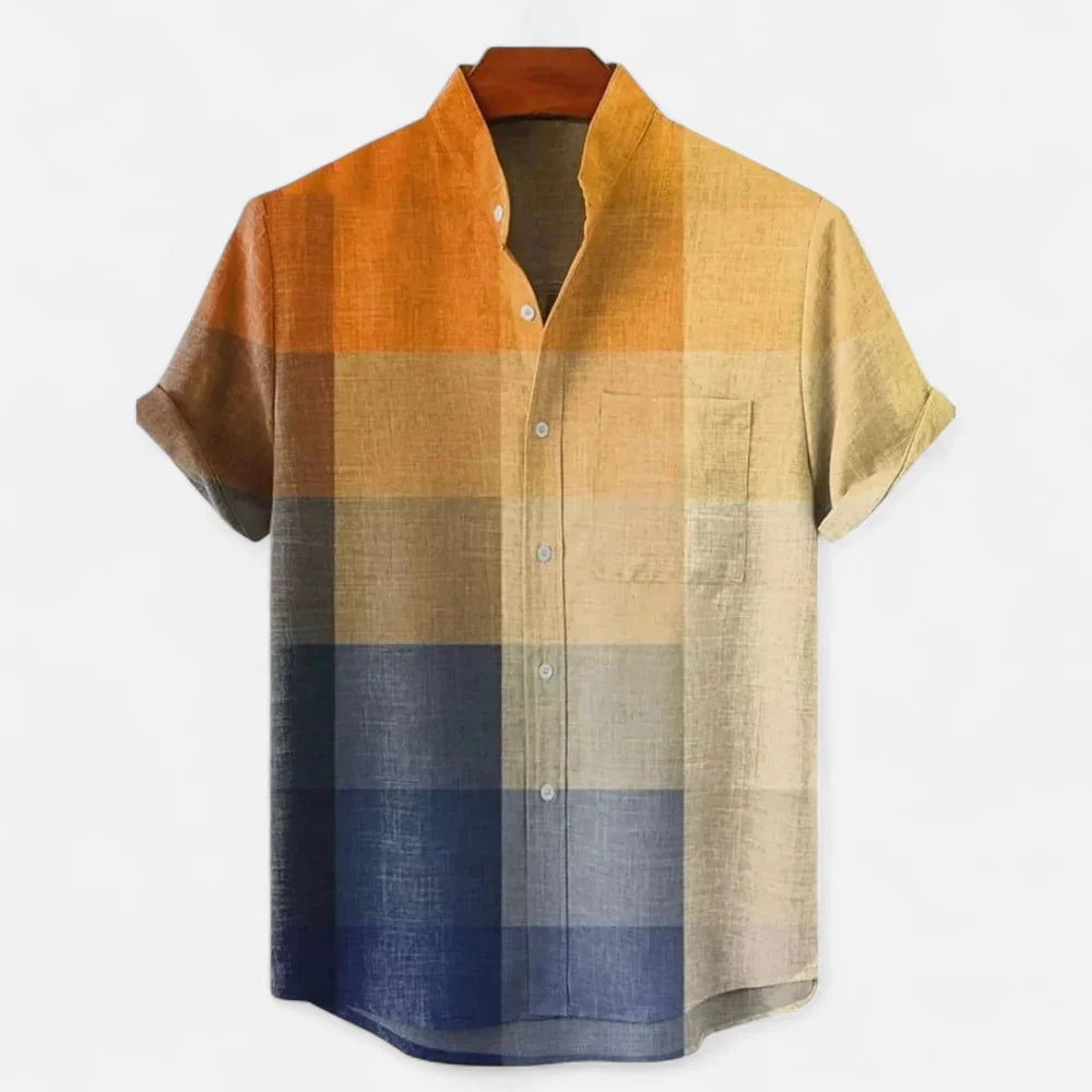 Men's Short Sleeve Printed Shirt in Orange