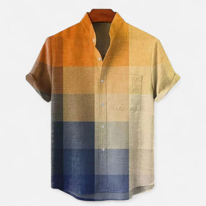Men's Short Sleeve Printed Shirt in Orange
