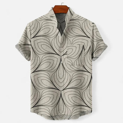 Men's Short Sleeve Printed Shirt in Khaki