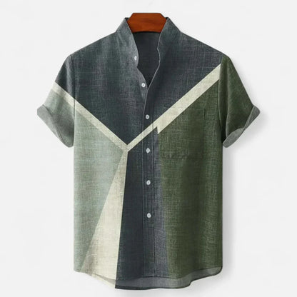 Men's Short Sleeve Printed Shirt in Gray Green