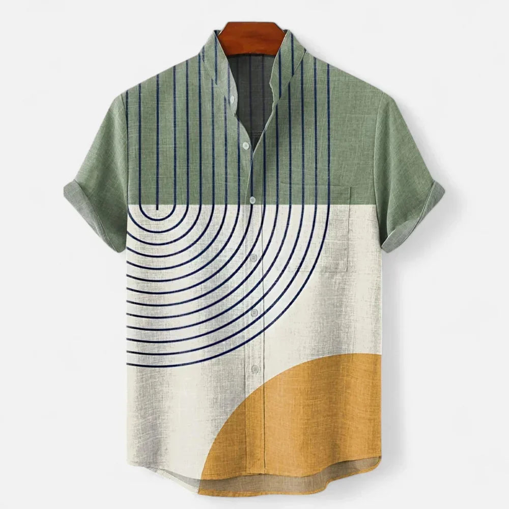 Men's Short Sleeve Printed Shirt in Green