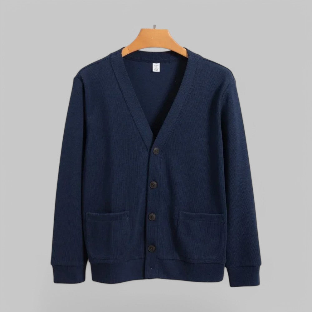 Men's Grey Cardigan in Navy