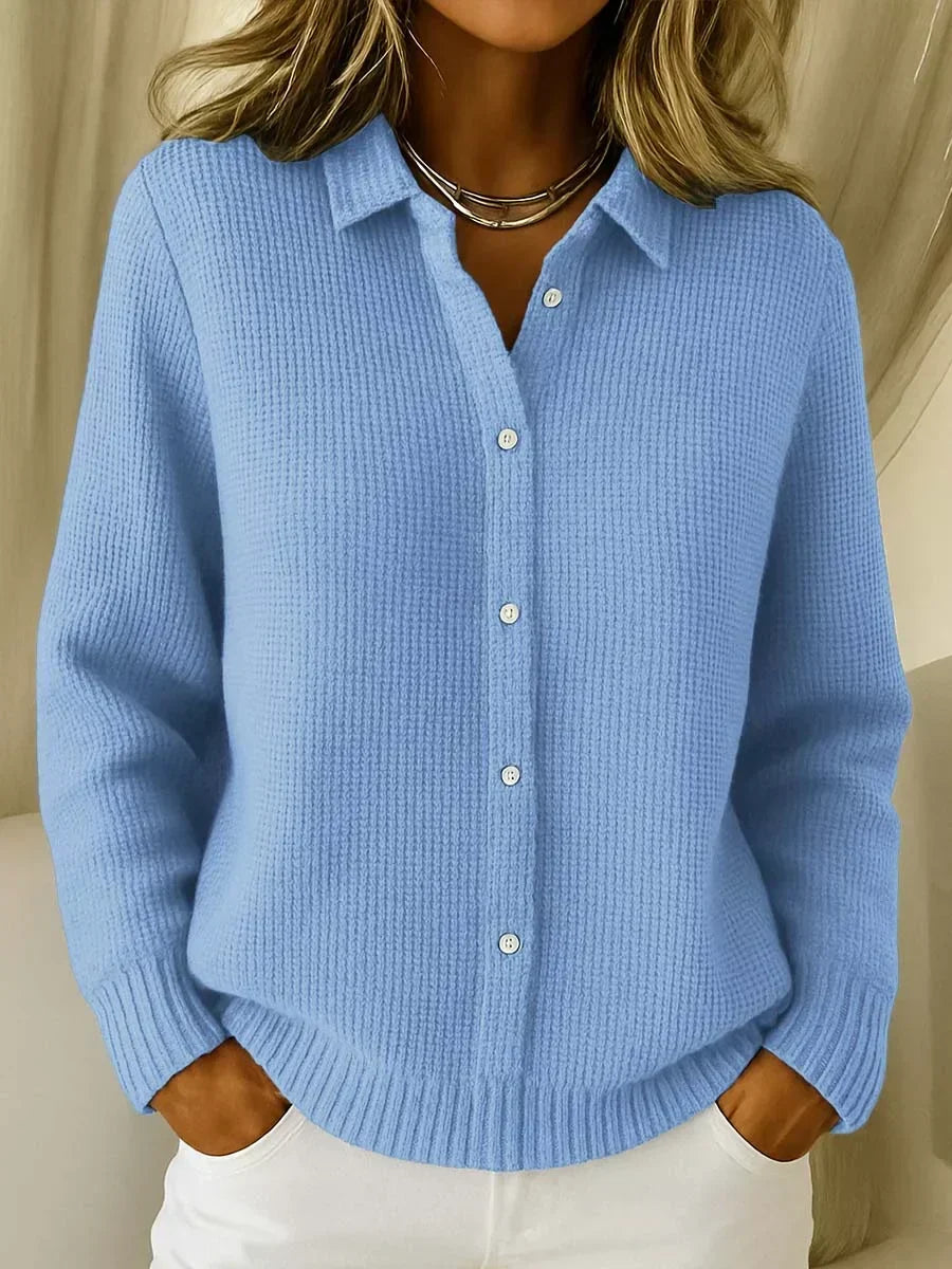 Women's Collared Button Front Knitted Cardigan