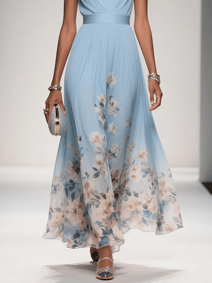 Women's Floral Pleated Maxi Dress
