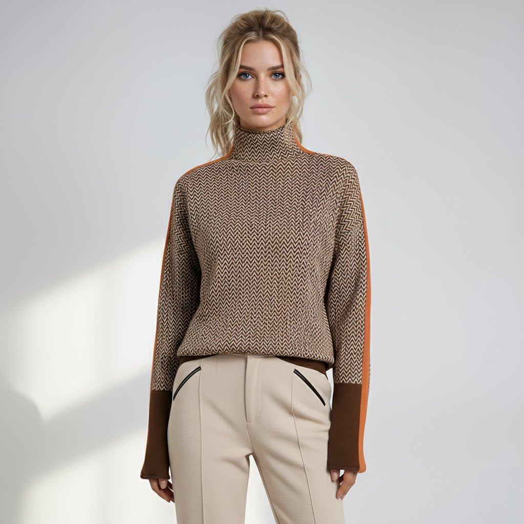 Women's Printed Knitted Stand Collar Jumper view 5
