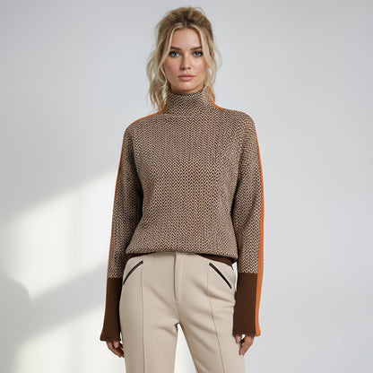 Women's Printed Knitted Stand Collar Jumper view 5