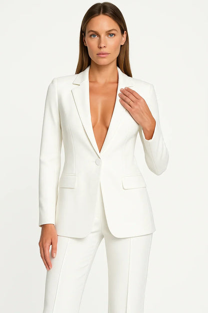 Women's Slim Fit Blazer and Wide Leg Trouser Set view 3