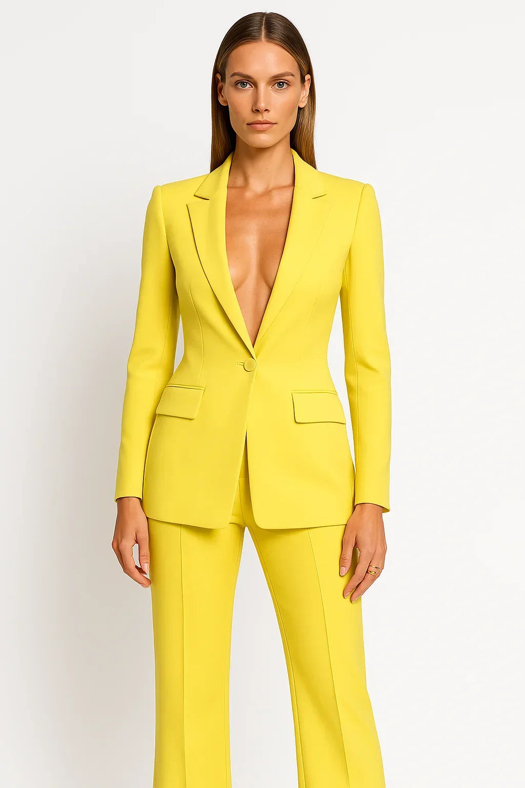 Women's Slim Fit Blazer and Wide Leg Trouser Set view 2